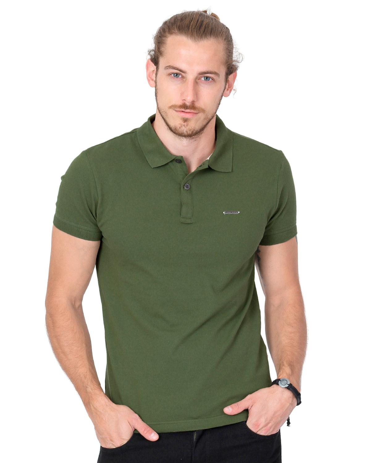 Playeras Tipo Polo Color Verde Playera Hombre Básico Polo Verde