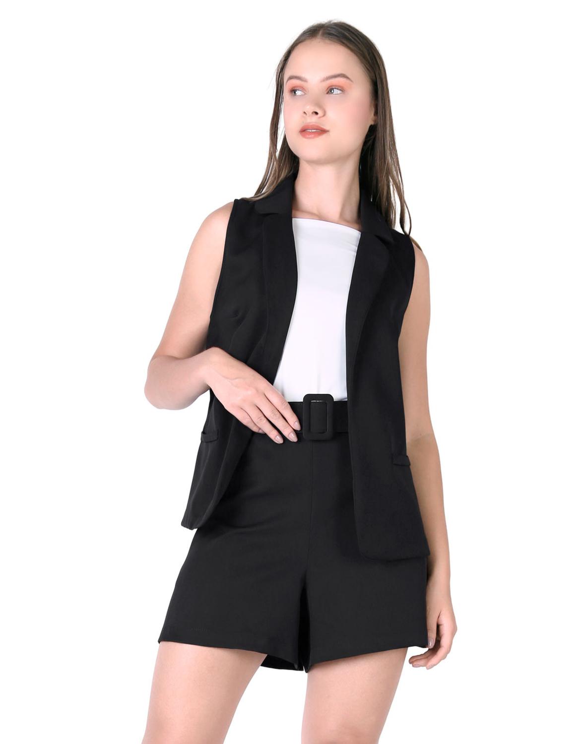 Conjunto Short Chaleco Mujer Casual Negro Stfashion 61905400