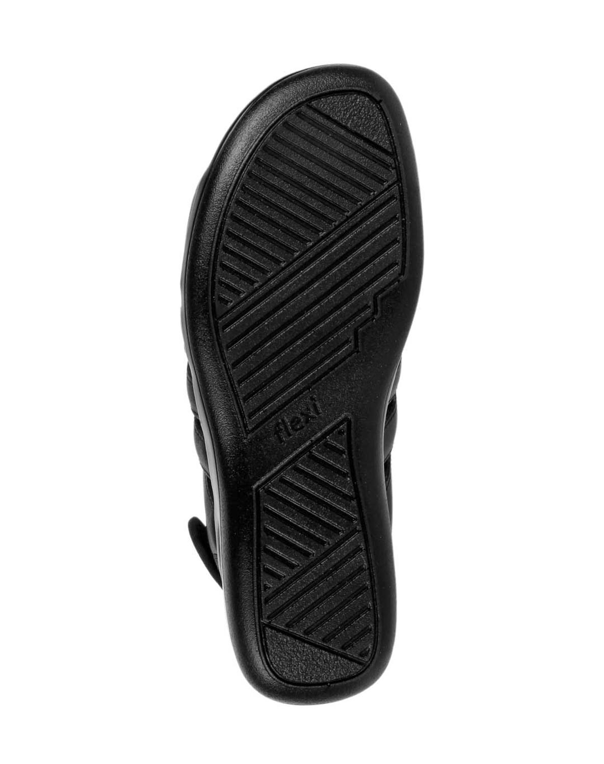 Sandalia Mujer Casual Cuña Negro Piel Flexi 02504007