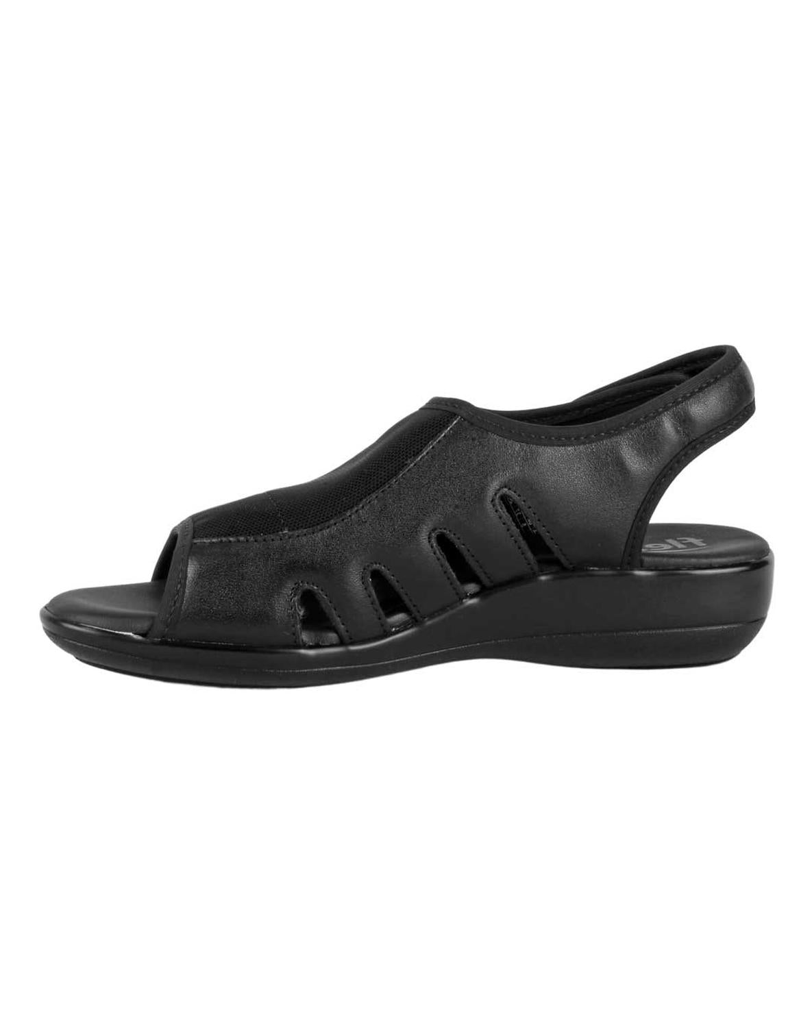 Sandalia Mujer Casual Cuña Negro Piel Flexi 02504007