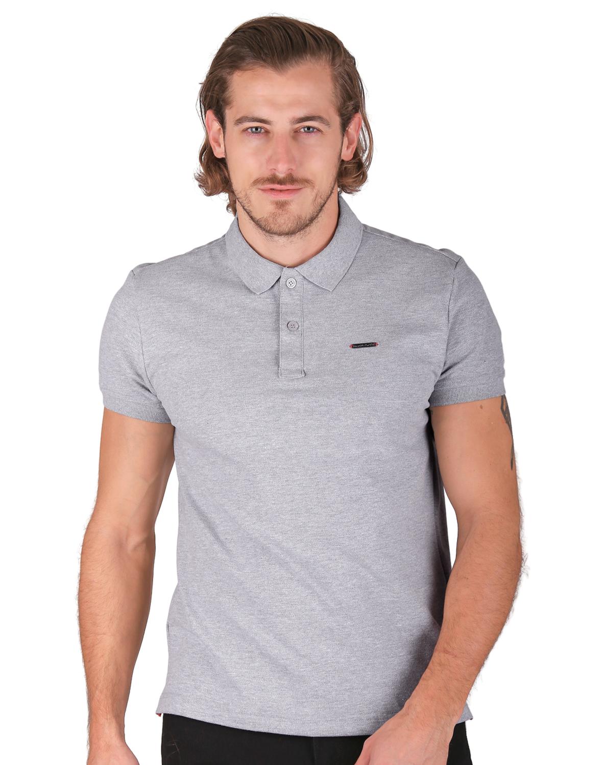 Playera Hombre Básico Polo Gris Silver Plate 60203603 – SALVAJE