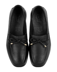 Zapato Mujer Mocasín Vestir Cuña Negro Piel Flexi 02504018