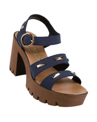 Sandalia Mujer Casual Tacon Azul Stfashion 04804209