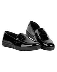 Zapato Casual Piso Mujer Negro Charol De Piel Flexi 02503805