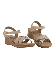 Sandalia Mujer Casual Cuña Beige Nomadas 03204205