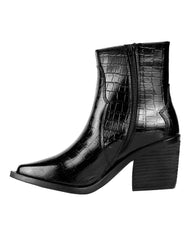 Botin Mujer Casual Tacon Negro Capa De Ozono 06004127