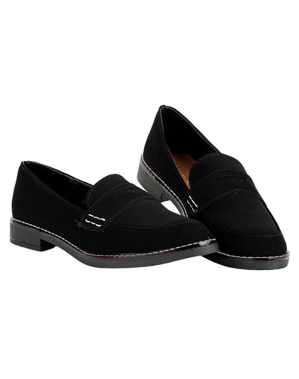 Zapato Casual Piso Mujer Negro Tipo Nobuk Stfashion 04803706