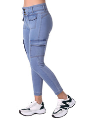 Jeans Mujer Moda Cargo Azul Evolution 71805207