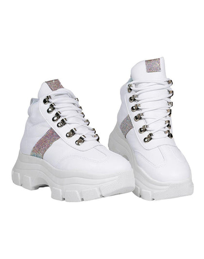 Tenis Mujer Casual Plataforma Blanco Stfashion 23504112