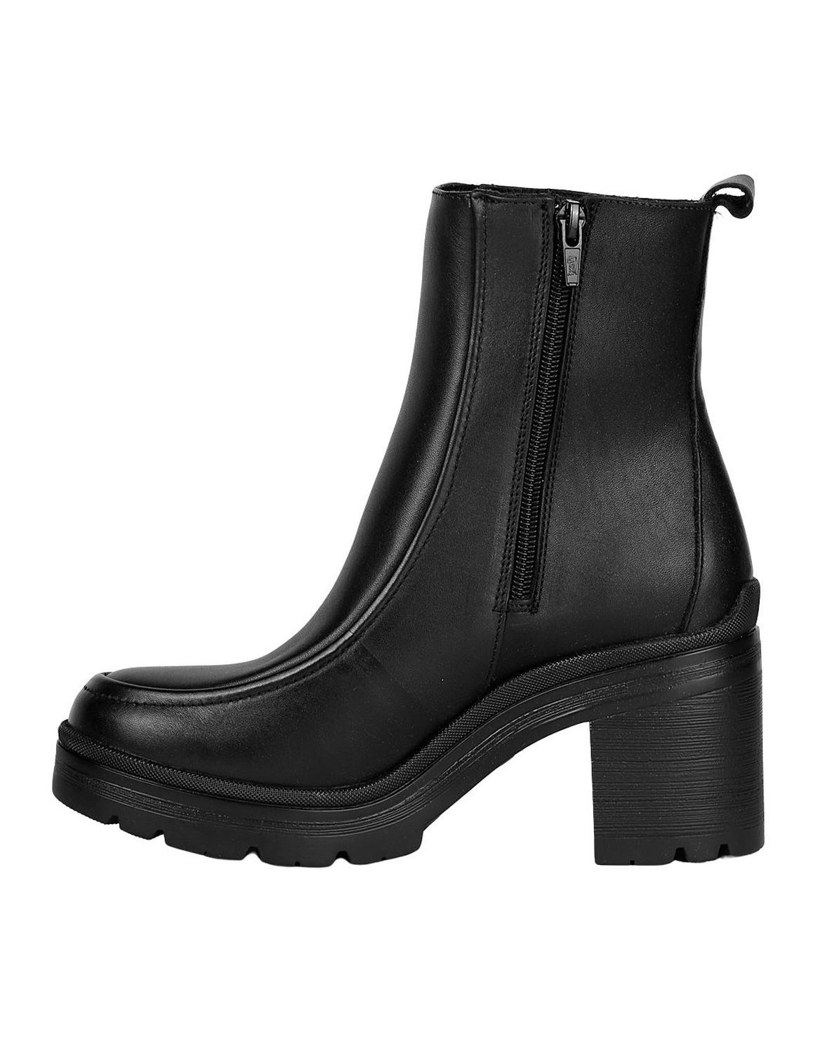 Botin Mujer Casual Tacon Negro Piel Flexi 02504065