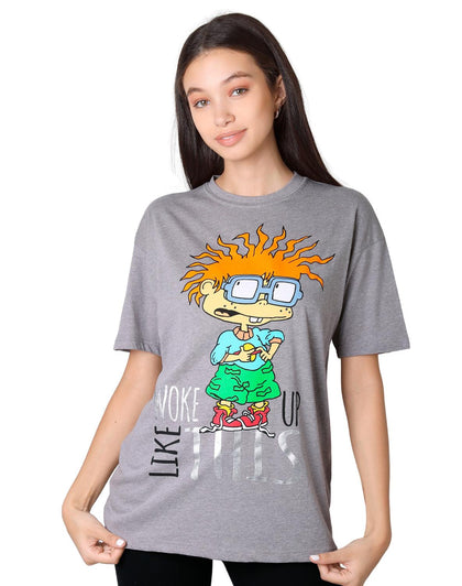 Playera Moda Camiseta Mujer Gris Nickelodeon 58205002