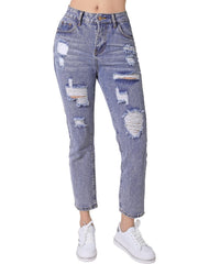 Jeans Mujer Moda Recto Azul Capricho 76804802