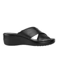 Sandalia Mujer Casual Cuña Negro Piel Flexi 02504207