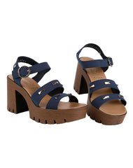 Sandalia Mujer Casual Tacon Azul Stfashion 04804209