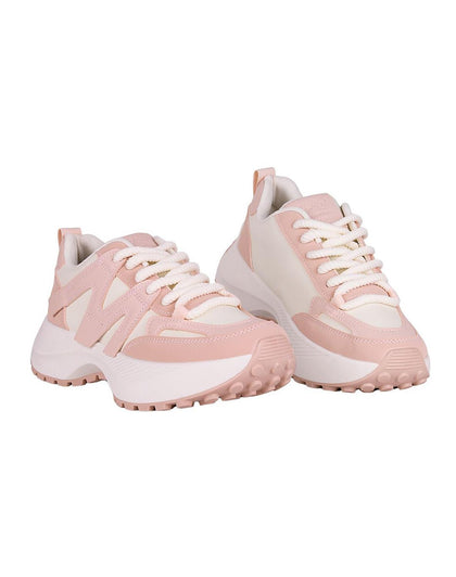 Tenis Mujer Casual Blanco Rosa Via Urbana 06804101