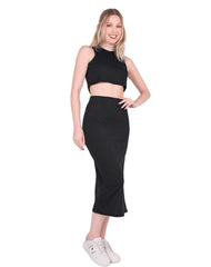 Conjunto Top Y Falda Mujer Casual Negro Stfashion 79305212