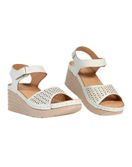 Sandalia Mujer Casual Crema Flex Mas 13604203