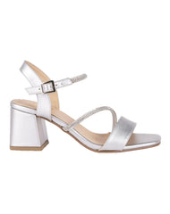 Sandalia Mujer Formal Tacon Plata Mirlo 16704202