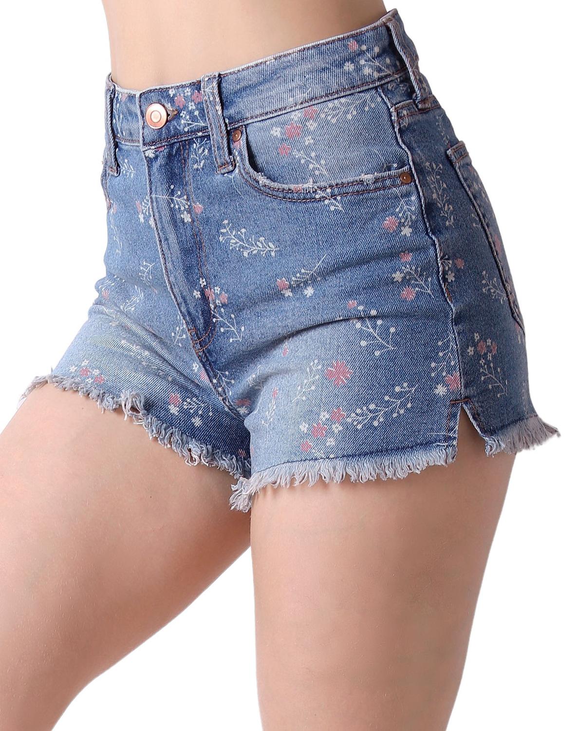 Shorts Mujer Mezclilla Blusa Tipo Campesina Para Dama, Color Azul