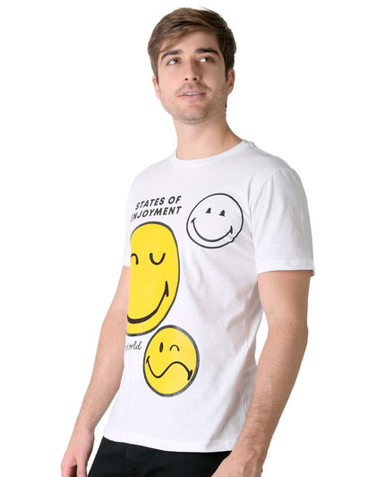 Playera Hombre Moda Camiseta Blanco Smiley 58205023
