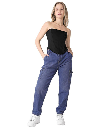 Jeans Mujer Moda Cargo Azul Fergino 52905010