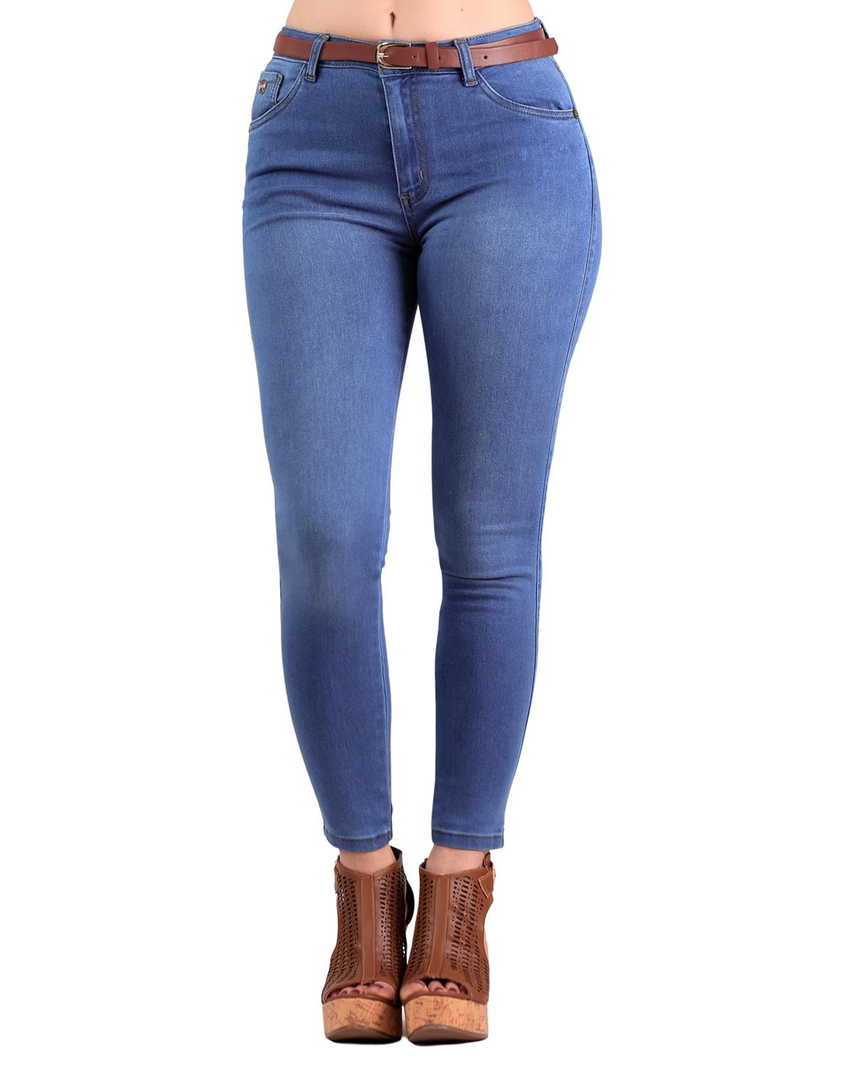 Jeans Básico Mujer Fergino Bleach 52903409 Mezclilla Stretch