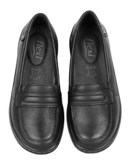 Zapato Mujer Confort Piso Negro Piel Flexi 02503921