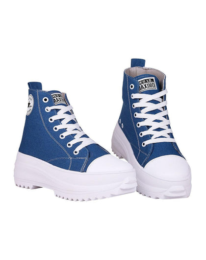 Tenis Mujer Casual Plataforma Azul Stfashion 16904108