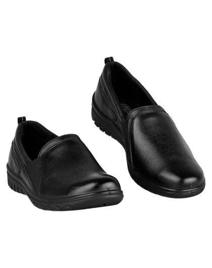 Zapato Mujer Confort Piso Negro Piel Flexi 02503211
