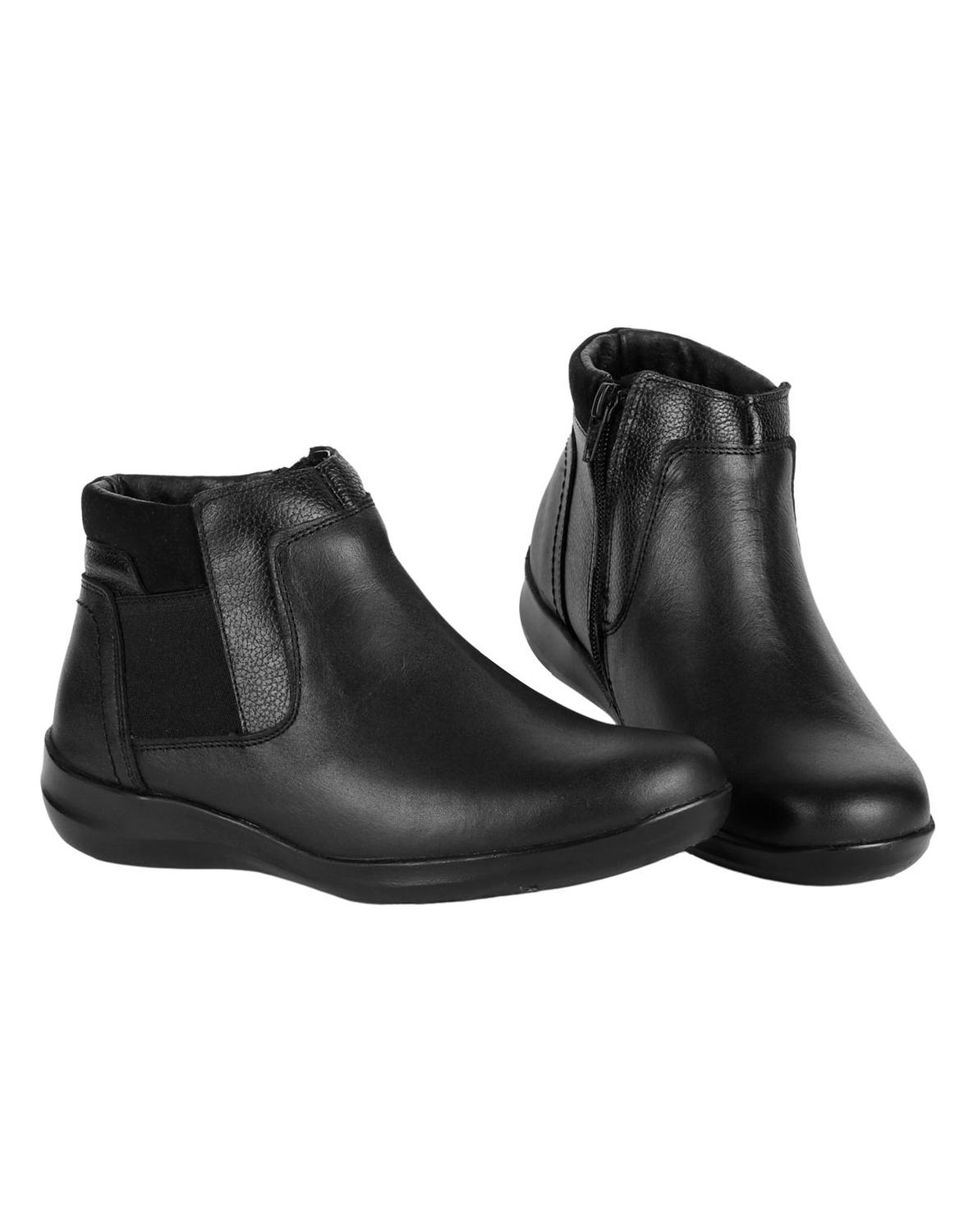 Botin Casual Botines Mujer Piso Botín Mujer Casual Piso Negro Piel