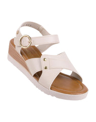 Sandalia Mujer Casual Cuña Crema Stfashion 04804203