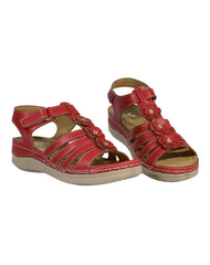 Sandalia Mujer Casual Cuña Rojo Flex Mas 13604202