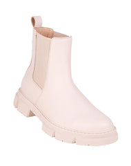 Botin Mujer Casual Tacon Beige Piel Flexi 02504074