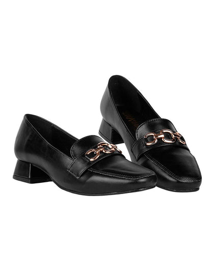 Zapato Mujer Mocasin Vestir Tacon Negro Stfashion 08004107