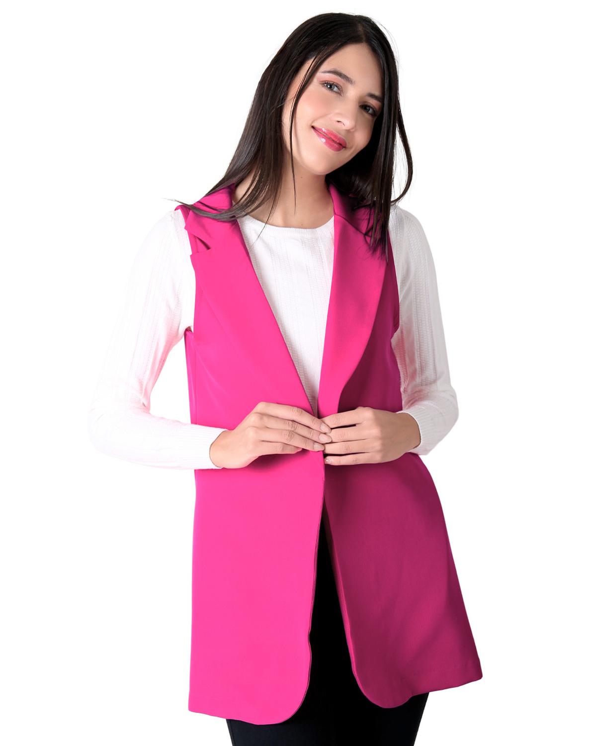 Chaleco rosa largo casual impermeable - Karen Kein