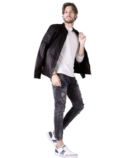 Jeans Hombre Moda Skinny Negro Hippie & Rock 71805205