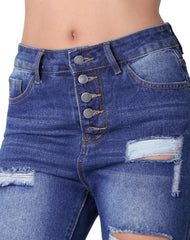 Jeans Mujer Moda Recto Azul Capricho 76804801