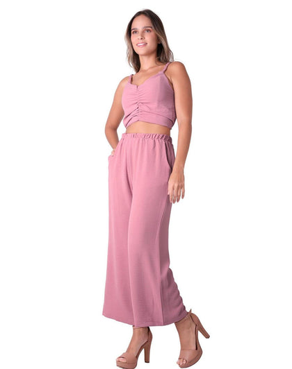 Conjunto Blusa Y Pantalón Mujer Casual Rosa Stfashion 52405034