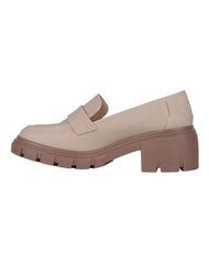 Zapato Mujer Mocasin Casual Tacon Beige Stfashion 06204106