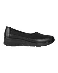 Zapato Mujer Mocasin Casual Cuña Negro Furor 19404119