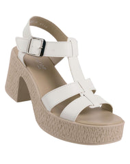 Sandalia Mujer Casual Tacon Crema Stfashion 16804202