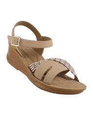 Sandalia Mujer Casual Cuña Beige Nomadas 03204205