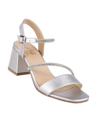 Sandalia Mujer Formal Tacon Plata Mirlo 16704202