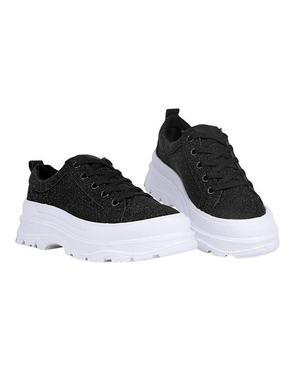 Tenis Mujer Casual Plataforma Negro Capa De Ozono 06004130