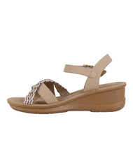 Sandalia Mujer Casual Cuña Beige Nomadas 03204205