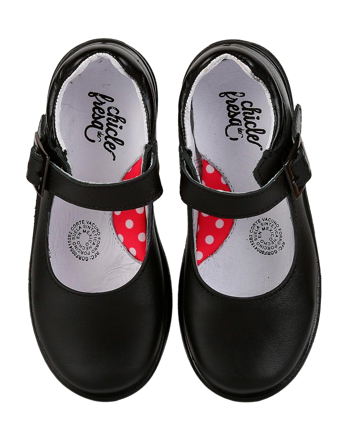 Zapato Escolar Niña Negro Piel Chicle Fresa 18803800