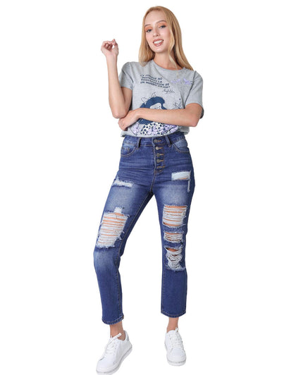 Jeans Moda Recto Mujer Azul Capricho 76804801
