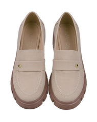 Zapato Mujer Mocasin Casual Tacon Beige Stfashion 06204106