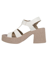 Sandalia Mujer Casual Tacon Crema Stfashion 16804202