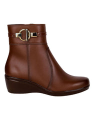 Botin Mujer Casual Cuña Café Piel Flexi 02504080